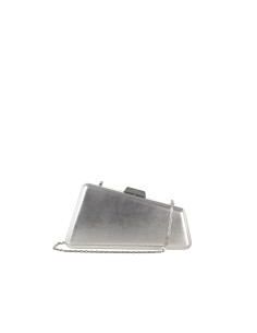 Trapeziumvormige harde tas van metallic kunstleer met kettingschouderband Rinascimento