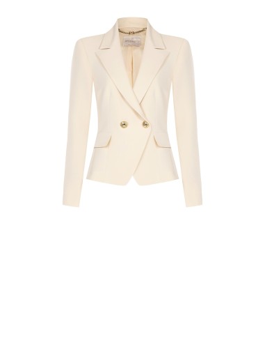 Korte double-breasted blazer van technische stof Rinascimento