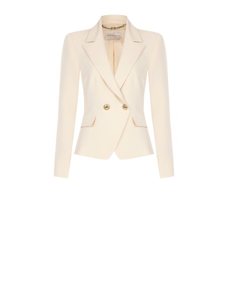 Korte double-breasted blazer van technische stof Rinascimento