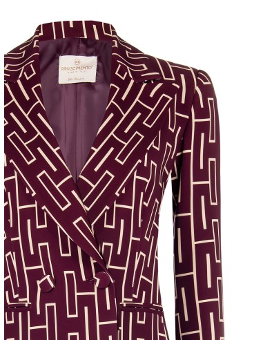 Getailleerde oversized blazer met dubbele rij knopen van bedrukte technische stof van Rinascimento