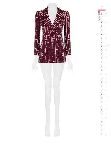 Getailleerde oversized blazer met dubbele rij knopen van bedrukte technische stof van Rinascimento