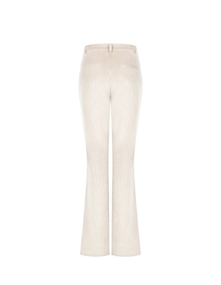 Rinascimento ribfluwelen broek met wijde pijpen en zakken aan de voorkant