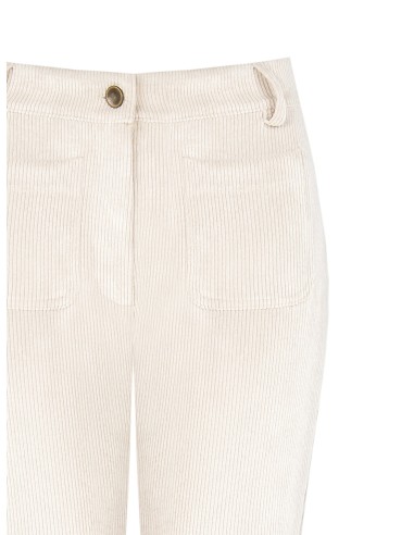 Rinascimento ribfluwelen broek met wijde pijpen en zakken aan de voorkant