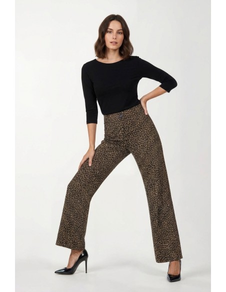 Rechte broek met luipaardprint en zakken Rinascimento