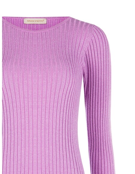 Aansluitende ribtrui met lurex en logolabel RR Rinascimento