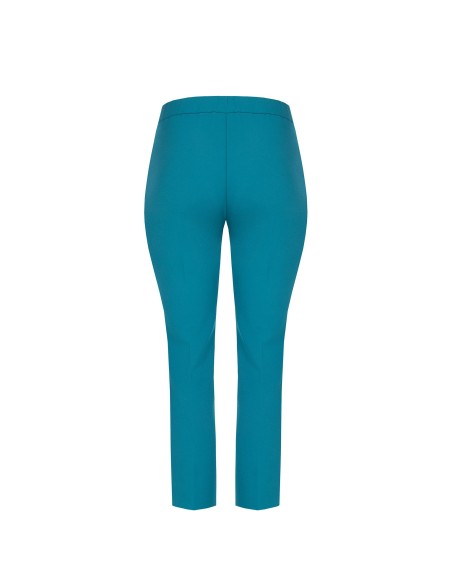 Rechte curvy broek van scuba-crêpe met elastische tailleband achteraan – Rinascimento Curvy