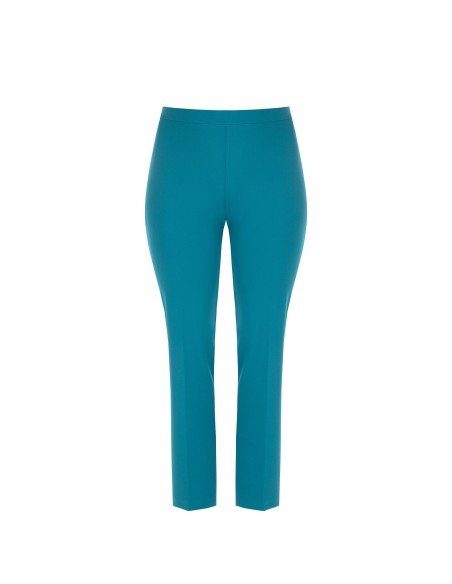 Rechte curvy broek van scuba-crêpe met elastische tailleband achteraan – Rinascimento Curvy