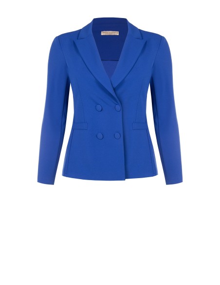 Getailleerde curvy blazer van scuba-crêpe met bijpassende knopen, Rinascimento Curvy