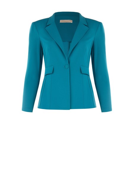 Getailleerde curvy blazer van scuba-crêpe met bijpassende knoop – Rinascimento Curvy
