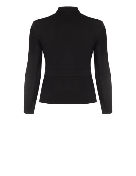 Curvy getailleerde blazer van scuba-crêpe met ritssluiting en RR-logo – Rinascimento Curvy
