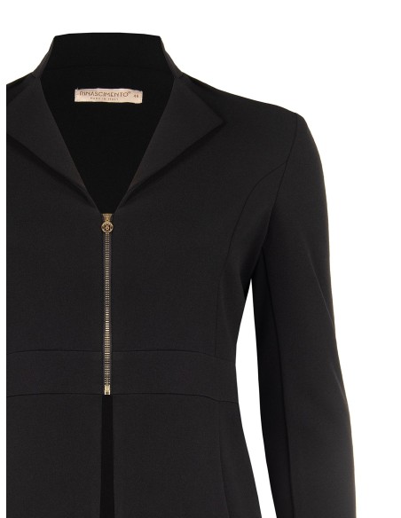 Curvy getailleerde blazer van scuba-crêpe met ritssluiting en RR-logo – Rinascimento Curvy