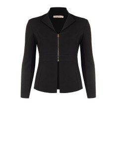 Curvy getailleerde blazer van scuba-crêpe met ritssluiting en RR-logo – Rinascimento Curvy
