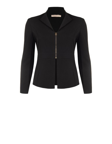 Curvy getailleerde blazer van scuba-crêpe met ritssluiting en RR-logo – Rinascimento Curvy