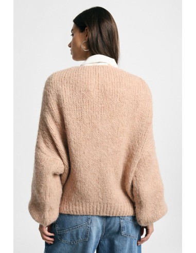 Gebreid vest met een knoop aan de voorkant en wijde mouwen aub