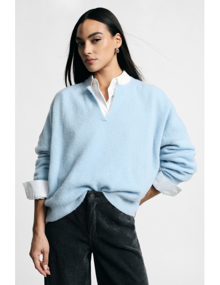 Oversized trui met V-hals en splitje Please