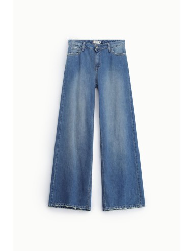Wijde pijp-jeans met gerafelde zoom, alstublieft