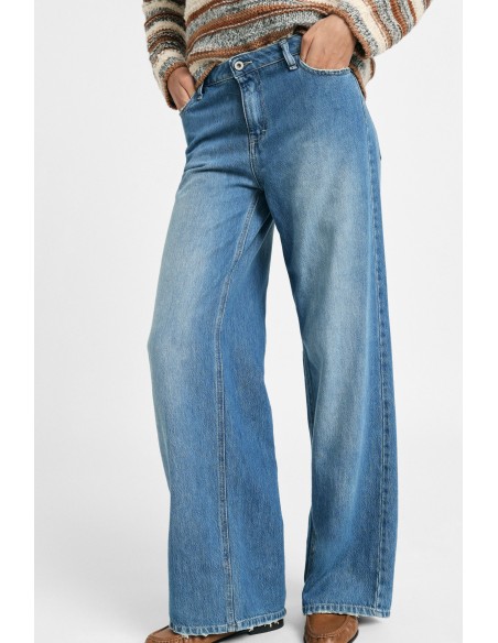 Wijde pijp-jeans met gerafelde zoom, alstublieft