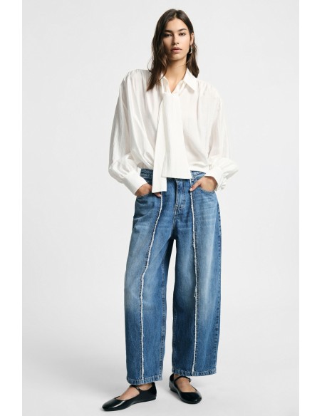 Wijde jeans met contrasterende stiksels, alsjeblieft