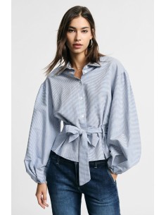 Gestreepte blouse met wijde mouwen en ceintuur, alstublieft