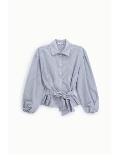 Gestreepte blouse met wijde mouwen en ceintuur, alstublieft 2