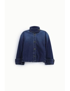 Korte denimjas met hoge kraag en knopen Please 2