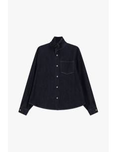 Dixie denim overhemd met borstzak en knoopdetail bij de hals