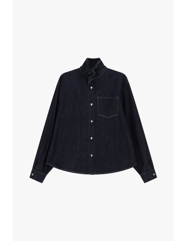Dixie denim overhemd met borstzak en knoopdetail bij de hals