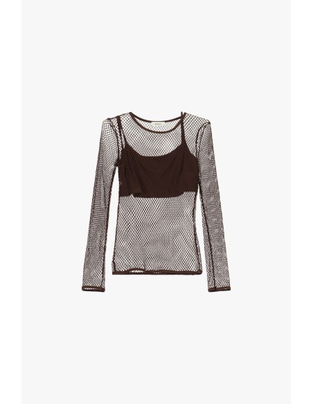 Dixie T-shirt met lange mouwen en een mesh-overlay