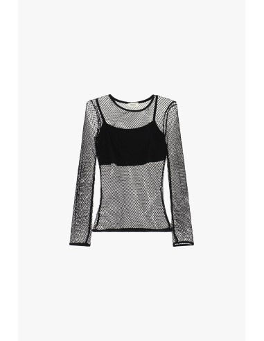 Dixie T-shirt met lange mouwen en een mesh-overlay