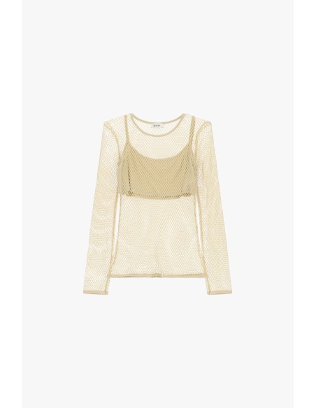 Dixie T-shirt met lange mouwen en een mesh-overlay