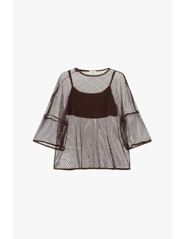 Mesh top met wijde mouwen en ondertop Dixie