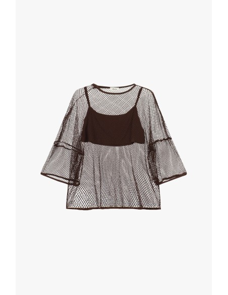 Mesh top met wijde mouwen en ondertop Dixie