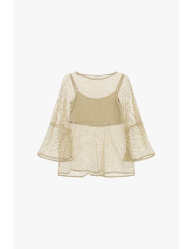 Mesh top met wijde mouwen en ondertop Dixie