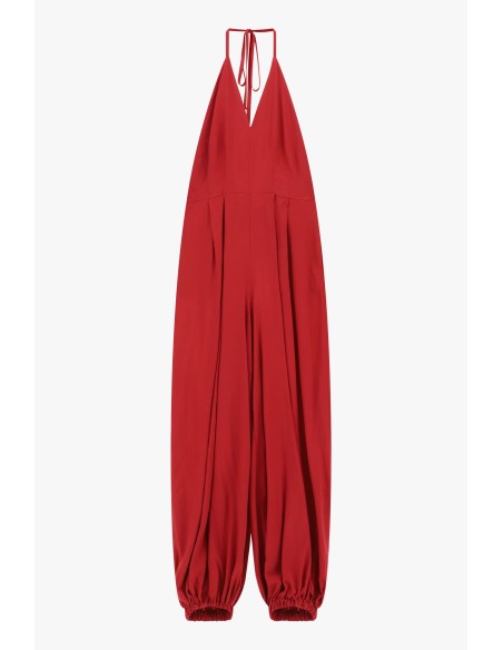 Dixie jumpsuit met halterhals en gerimpelde pijpen