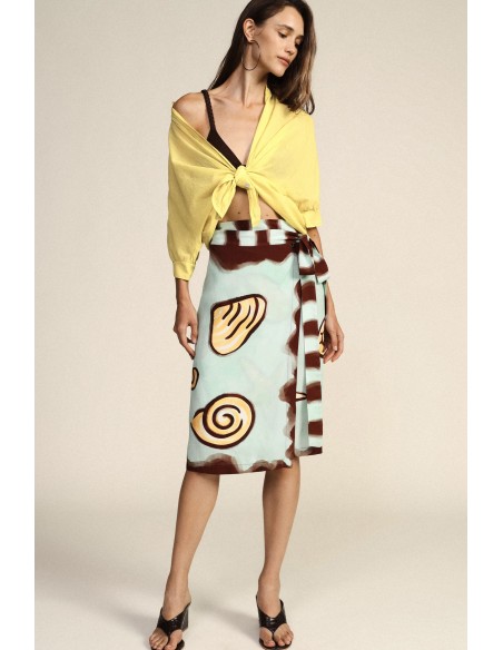 Korte rok met schelpenprint en zijceintuur Dixie