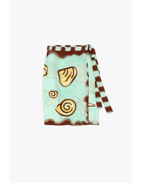 Korte rok met schelpenprint en zijceintuur Dixie