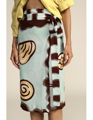 Korte rok met schelpenprint en zijceintuur Dixie