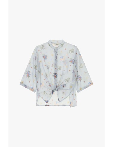 Dixie blouse met patroon, knoopdetail en wijde mouwen