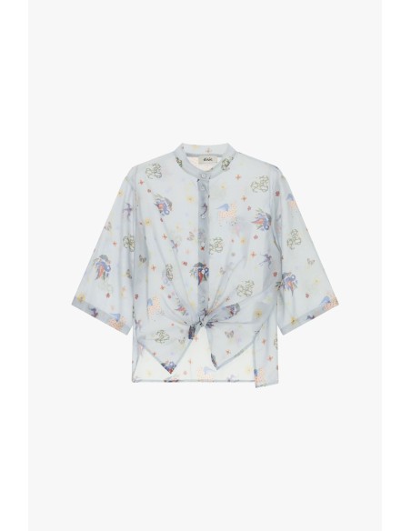 Dixie blouse met patroon, knoopdetail en wijde mouwen