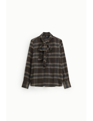 Geruite blouse met strik, kraag en lange mouwen Dixie