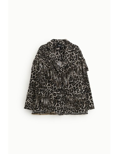 Dixie Fantasie Dierenprint Blazer met Decoratieve Franjes