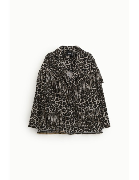 Dixie Fantasie Dierenprint Blazer met Decoratieve Franjes