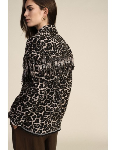 Dixie Fantasie Dierenprint Blazer met Decoratieve Franjes