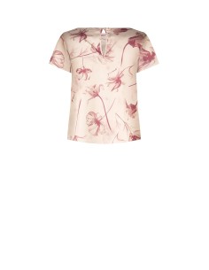 Ruime, soepelvallende satijnen blouse met grote bloemenprint van Rinascimento 2