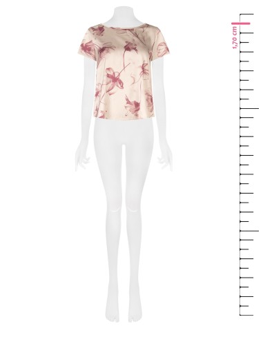 Ruime, soepelvallende satijnen blouse met grote bloemenprint van Rinascimento
