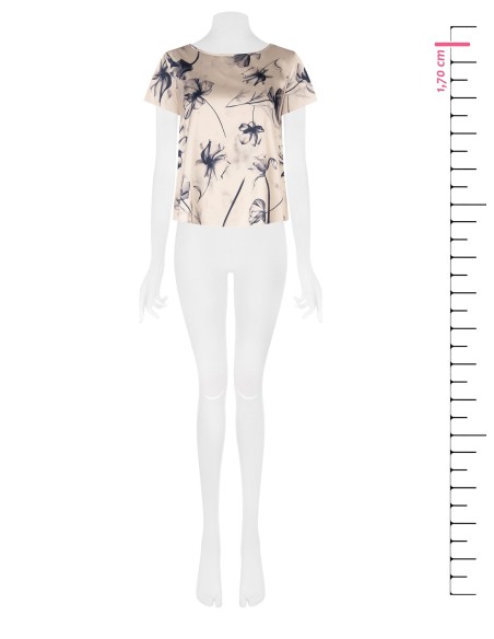 Ruime, soepelvallende satijnen blouse met grote bloemenprint van Rinascimento