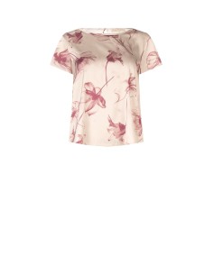Ruime, soepelvallende satijnen blouse met grote bloemenprint van Rinascimento