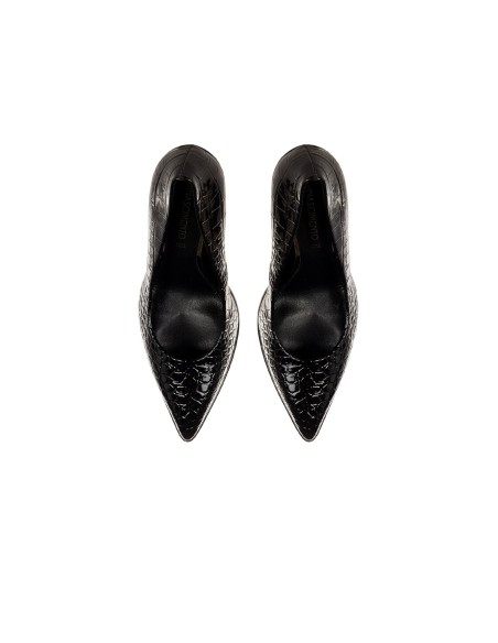 Rinascimento stiletto-decolleté van imitatiekrokodillenleer met plateau-zool