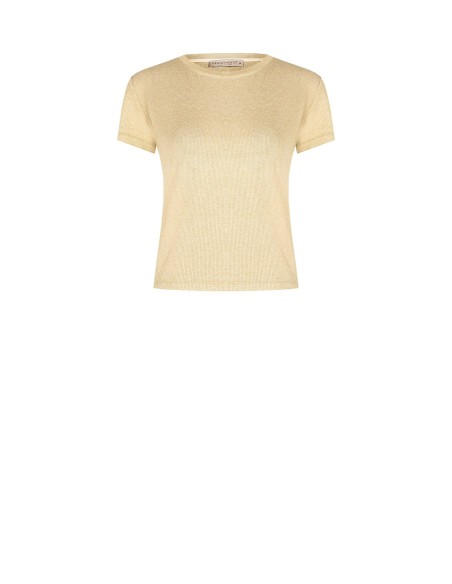 Getailleerd geribbeld T-shirt van lurex van Rinascimento