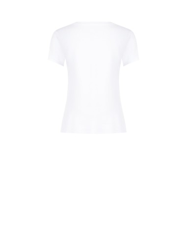 Regular T-shirt van katoenmix met navykleurige print en strass-steentjes van Rinascimento